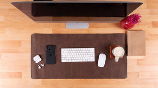 Natural Leather Desk Mat (48cm x 91 cm), Tan UnBranded