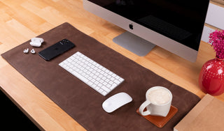 Natural Leather Desk Mat (48cm x 91 cm), Tan UnBranded
