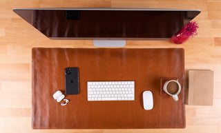 Natural Leather Desk Mat (48cm x 91 cm), Tan UnBranded