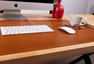 Natural Leather Desk Mat (48cm x 91 cm), Tan UnBranded