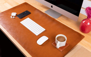 Natural Leather Desk Mat (48cm x 91 cm), Tan UnBranded