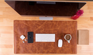 Natural Leather Desk Mat (48cm x 91 cm), Tan UnBranded