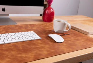 Natural Leather Desk Mat (48cm x 91 cm), Tan UnBranded