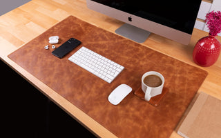 Natural Leather Desk Mat (48cm x 91 cm), Tan UnBranded
