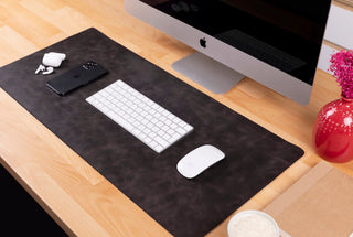 Natural Leather Desk Mat (37cm x 80 cm), Black UnBranded