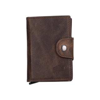 Wade Detachable Mini Wallet – Full‑Grain Leather, RFID Blocking, Distressed Coffee