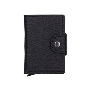 Wade Detachable Mini Wallet – Full‑Grain Leather, RFID Blocking, Pebble Black
