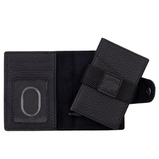 Wade Detachable Mini Wallet – Full‑Grain Leather, RFID Blocking, Pebble Black
