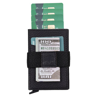 Wade Detachable Mini Wallet – Full‑Grain Leather, RFID Blocking, Pebble Black