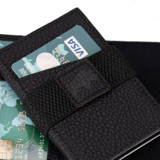 Wade Detachable Mini Wallet – Full‑Grain Leather, RFID Blocking, Pebble Black