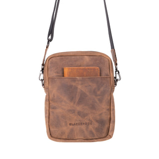 Dillon Full‑Grain Leather Crossbody Bag – Distressed Coffee