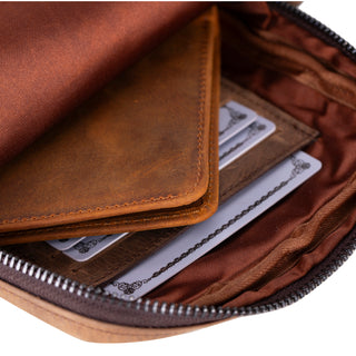 Dillon Full‑Grain Leather Crossbody Bag – Distressed Coffee