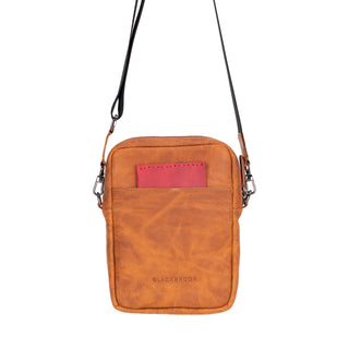 Dillon Full‑Grain Leather Crossbody Bag – Golden Brown