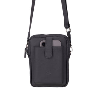 Dillon Full‑Grain Leather Crossbody Bag – Pebble Black