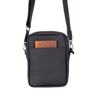 Dillon Full‑Grain Leather Crossbody Bag – Pebble Black