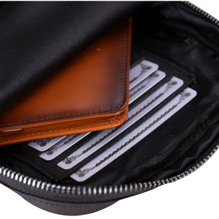 Dillon Full‑Grain Leather Crossbody Bag – Pebble Black