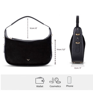 Dolcezza Suede Leather Women's Bag, Black