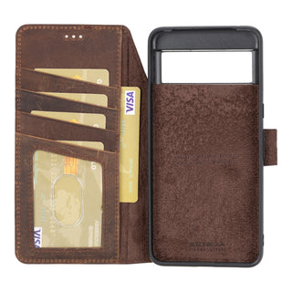 Carter Detachable Leather Wallet Case – Pixel 8, Distressed Coffee