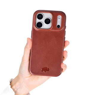 Harlan Full-Grain Leather Snap-On Case – iPhone 17 Pro Max, Brown