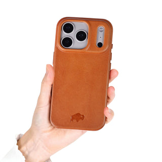 Harlan Full-Grain Leather Snap-On Case – iPhone 17 Pro Max, Tan