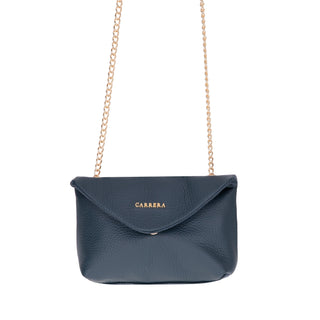 Carrera Lunera — Floater Leather Shoulder Bag, Navy Blue