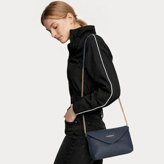 Carrera Lunera — Floater Leather Shoulder Bag, Navy Blue