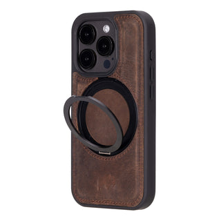 Loop Leather Snap-On Case – iPhone 15 Pro, Distressed Coffee