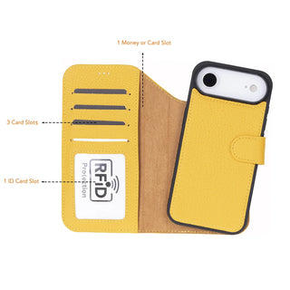 Carter Detachable Leather Wallet Case – iPhone Air, Yellow