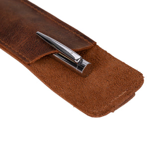 Pelle Leather Pen Pouch, Saddle Brown