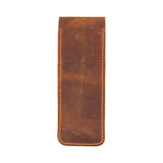 Seta Leather Pen Pouch for 2, Saddle Brown