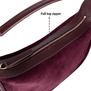 Dolcezza Suede Leather Women's Bag, Burgundy