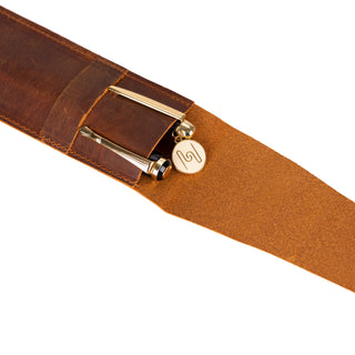 Seta Leather Pen Pouch for 2, Saddle Brown