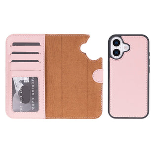 Carter Detachable Leather Wallet Case – iPhone 17, Pink