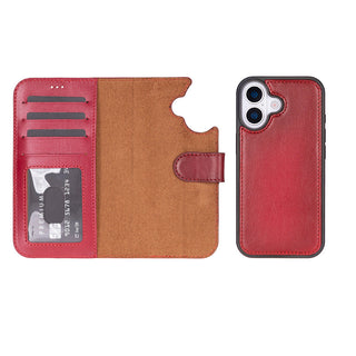 Carter Detachable Leather Wallet Case – iPhone 17, Red