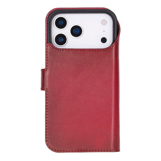 Carter Detachable Leather Wallet Case – iPhone 17 Pro, Red