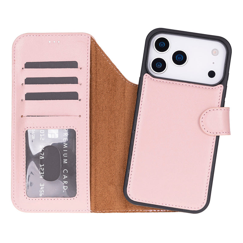 Carter Detachable Leather Wallet Case – iPhone 17 Pro Max, Pink - UnBranded