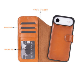 Carter Detachable Leather Wallet Case – iPhone Air, Rustic Tan