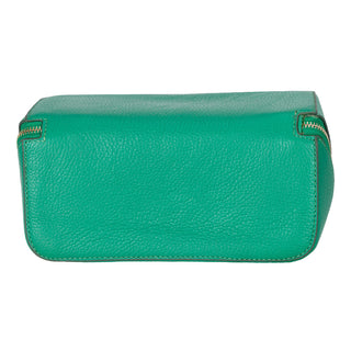 Ella Full‑Grain Leather Makeup Bag, Green