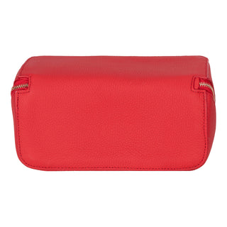 Ella Full‑Grain Leather Makeup Bag, Red