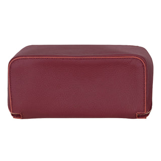 Ella Full‑Grain Leather Makeup Bag, Bordeaux