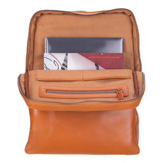 Castle Full-Grain Leather Laptop Backpack 16", Tan