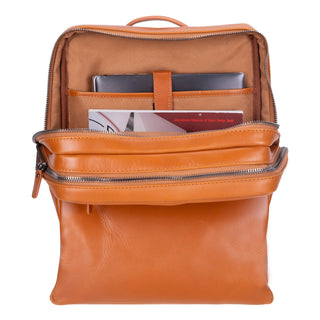 Castle Full-Grain Leather Laptop Backpack 16", Tan