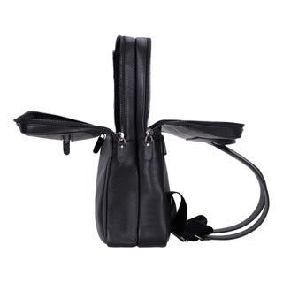 Castle Full-Grain Leather Laptop Backpack 16", Black