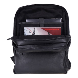 Castle Full-Grain Leather Laptop Backpack 16", Black