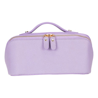 Ella Full‑Grain Leather Makeup Bag, Lilac