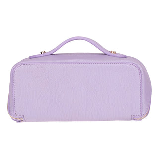 Ella Full‑Grain Leather Makeup Bag, Lilac
