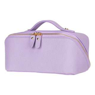 Ella Full‑Grain Leather Makeup Bag, Lilac