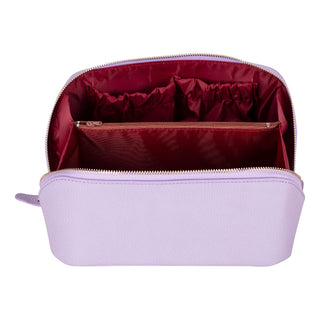 Ella Full‑Grain Leather Makeup Bag, Lilac