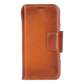iPhone 17 Pro Leather Wallet Case - Burkley Classic 2-in-1 Detachable Folio, Rustic Tan