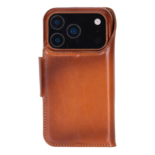 iPhone 17 Pro Max Leather Wallet Case - Burkley Classic 2-in-1 Detachable Folio, Rustic Tan